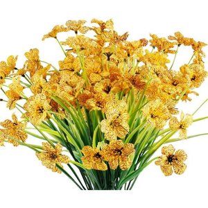 12 Bundles Artificial Flowers Outdoor UV Resistant Flowers No Fade Faux Plants